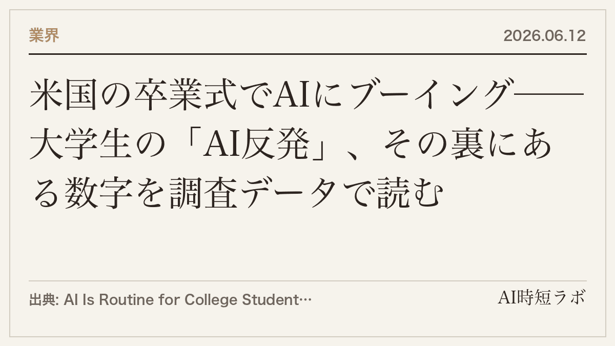 米国の卒業式でAIにブーイング──大学生の「AI反発」、その裏にある数字を調査データで読む