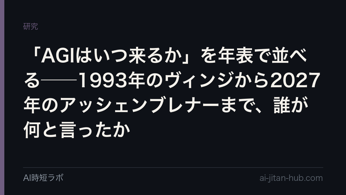 「AGIはいつ来るか」を年表で並べる──1993年のヴィンジから2027年のアッシェンブレナーまで、誰が何と言ったかの記事画像