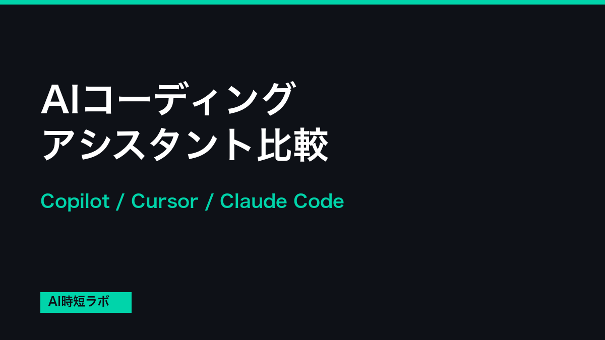 AIコーディングアシスタント比較──Copilot/Cursor/Claude Code【2026年】の記事画像