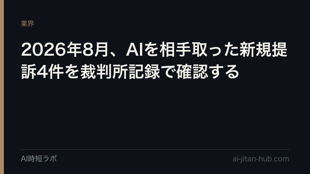 2026年8月、AIを相手取った新規提訴4件を裁判所記録で確認するの記事画像
