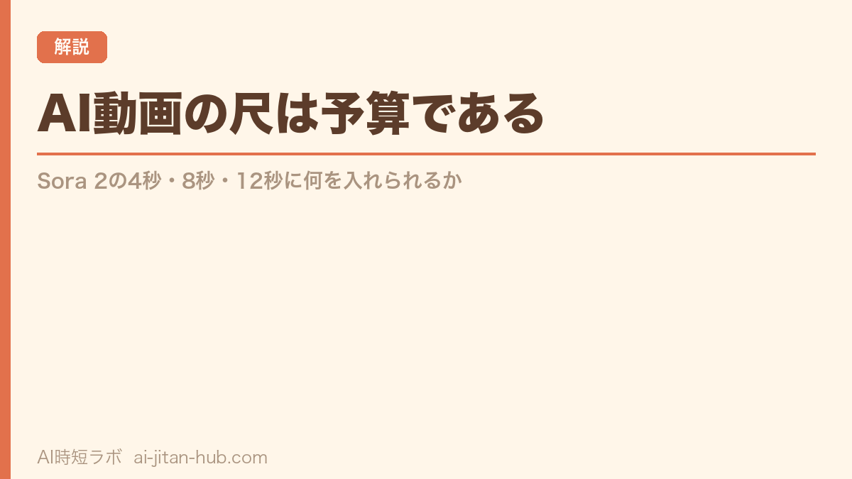 AI動画の尺は予算である──Sora 2の4秒・8秒・12秒に何を入れられるかの記事画像