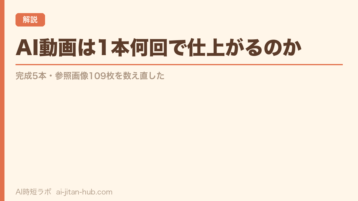 AI動画は1本何回で仕上がるのか──完成5本・参照画像109枚を数え直したの記事画像