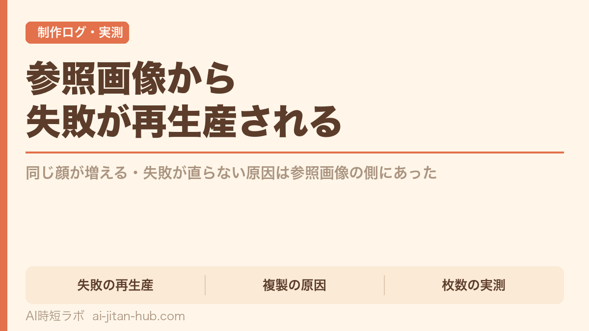 AI動画の参照画像は「失敗」も「複製」も運ぶ──実測ログの記事画像