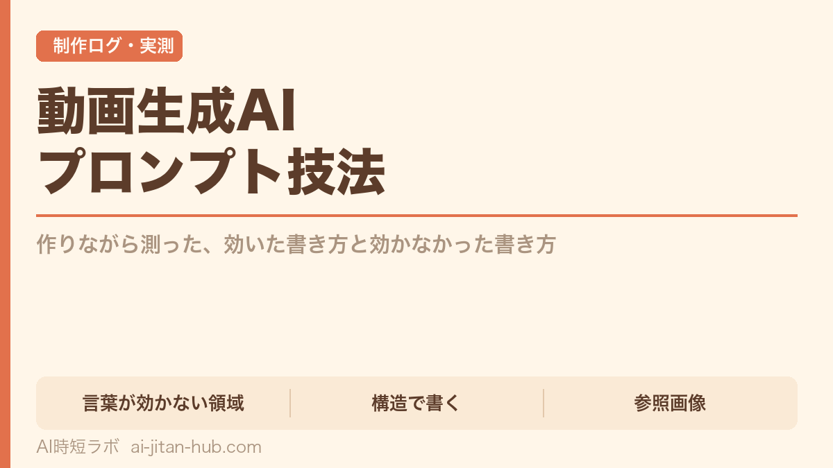動画生成AIのプロンプト、何が効いて何が効かなかったか──実制作の技法台帳の記事画像
