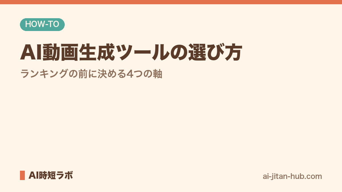 AI動画生成ツールの選び方──ランキングの前に決める4つの軸の記事画像
