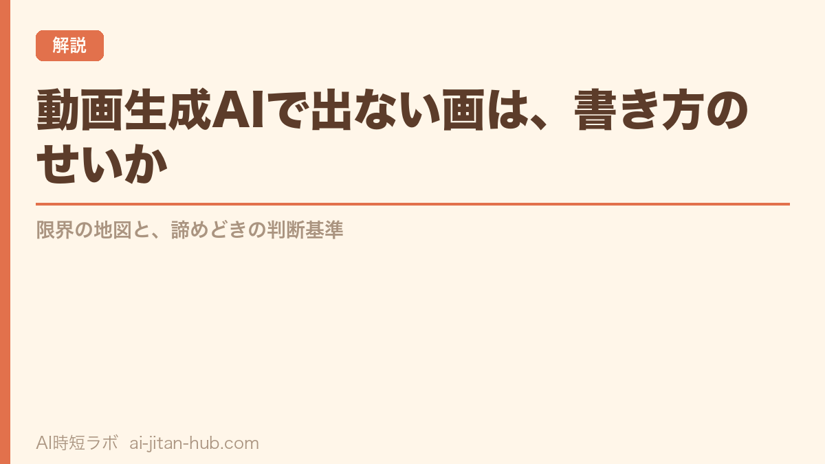 動画生成AIで出ない画は、書き方のせいか──限界の地図と、諦めどきの判断基準