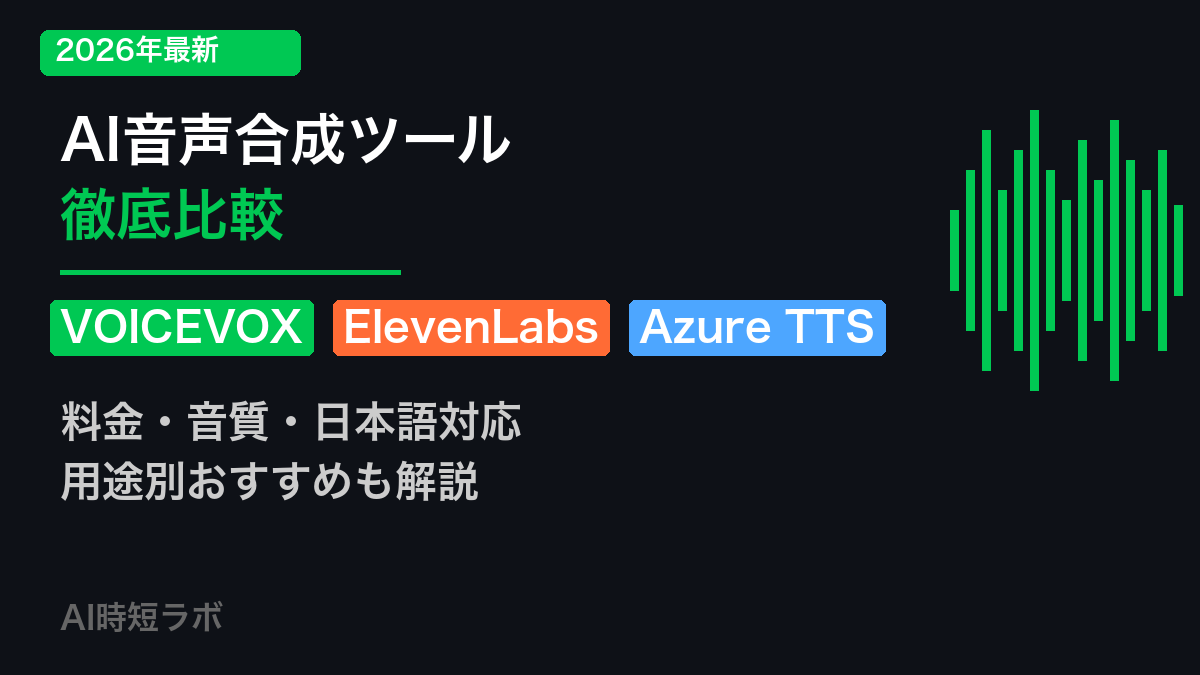 AI音声合成・読み上げツール比較──VOICEVOX/ElevenLabs/Azure【2026年】の記事画像