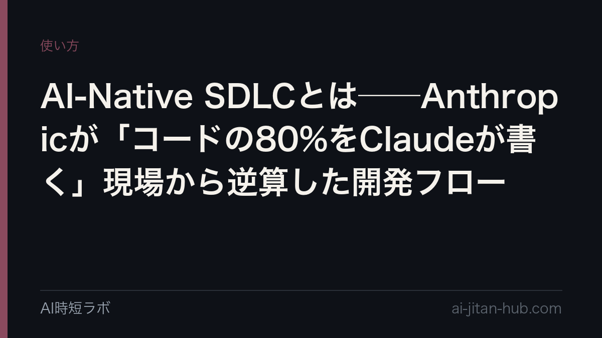 AI-Native SDLCとは──Anthropicが「コードの80%をClaudeが書く」現場から逆算した開発フローの記事画像