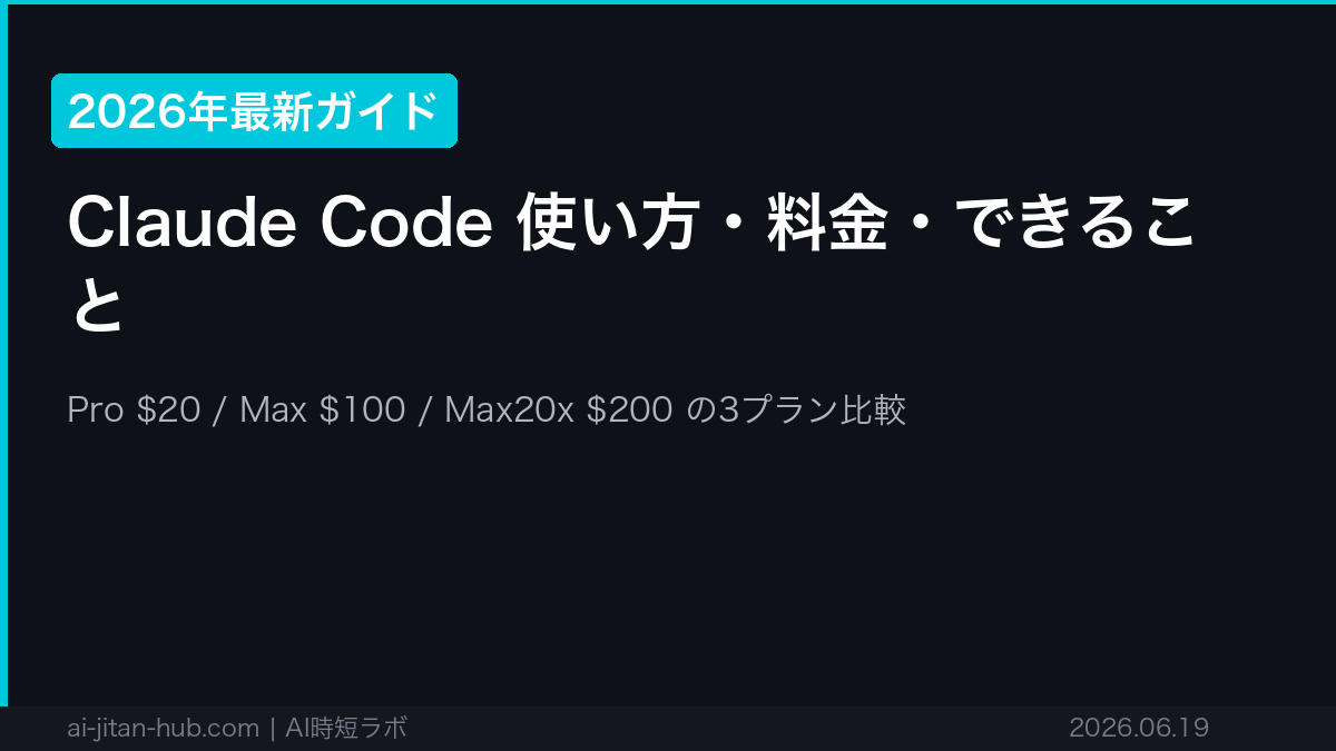 Claude Code 使い方・料金・できること【2026年最新ガイド】の記事画像