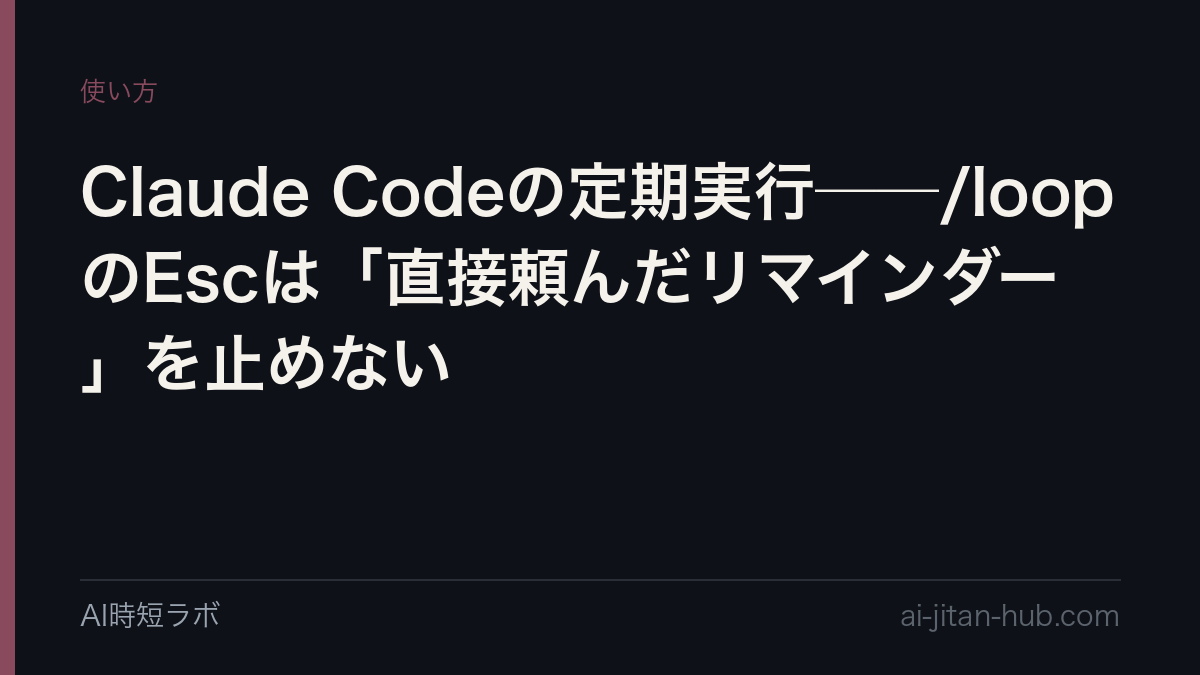 Claude Codeの定期実行──/loopのEscは「直接頼んだリマインダー」を止めないの記事画像