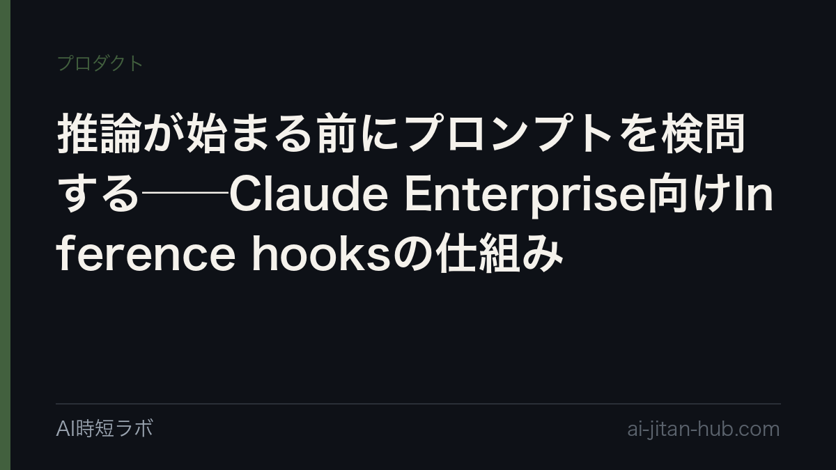 推論が始まる前にプロンプトを検問する──Claude Enterprise向けInference hooksの仕組み