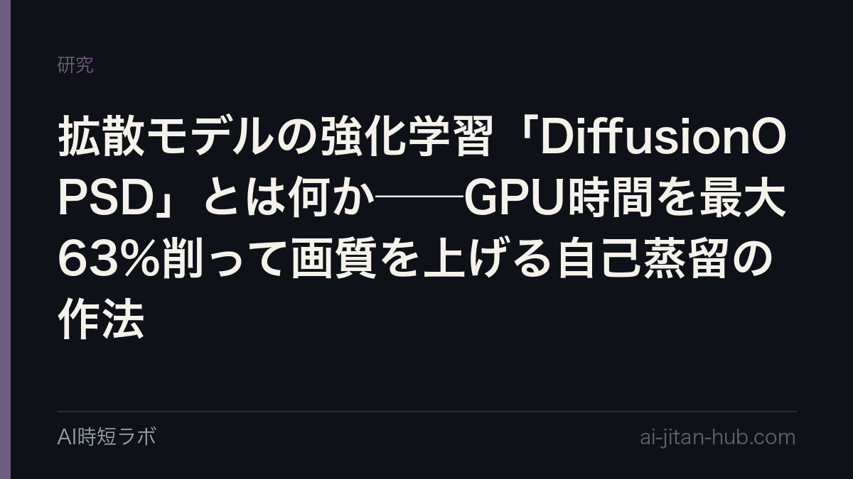 拡散モデルの強化学習「DiffusionOPSD」とは何か──GPU時間を最大63%削って画質を上げる自己蒸留の作法の記事画像