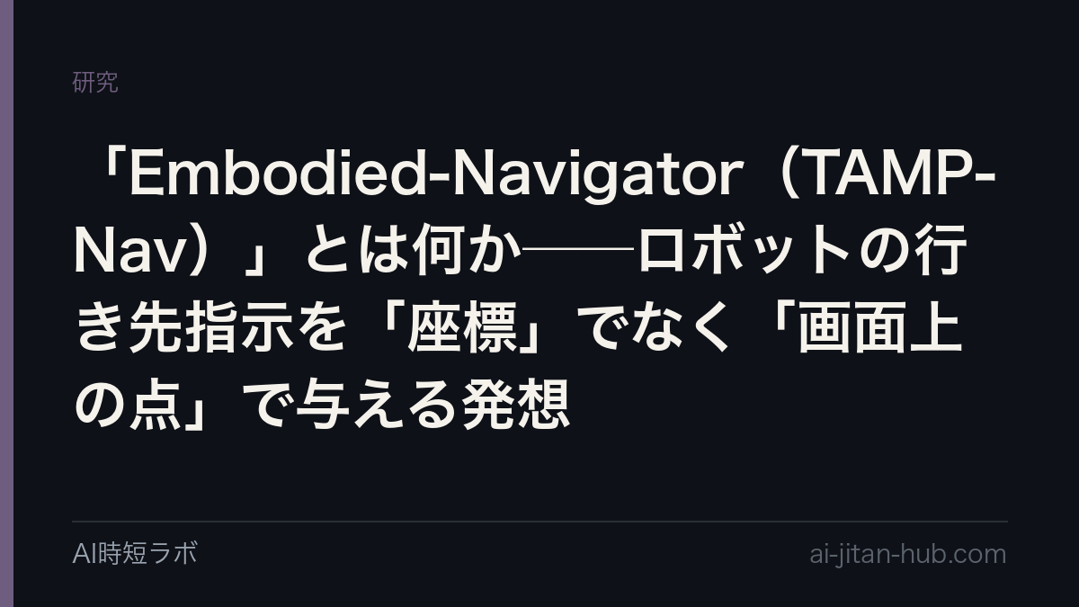 「Embodied-Navigator（TAMP-Nav）」とは何か──ロボットの行き先指示を「座標」でなく「画面上の点」で与える発想の記事画像