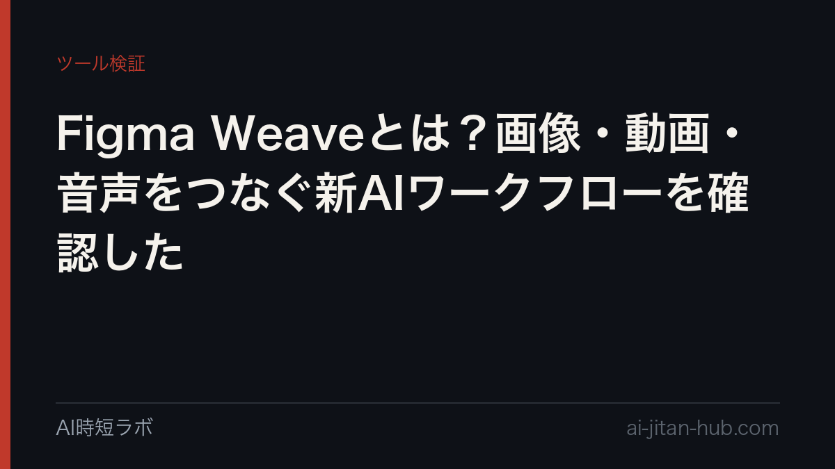 Figma Weaveとは?画像・動画・音声をつなぐ新AIワークフローを確認した