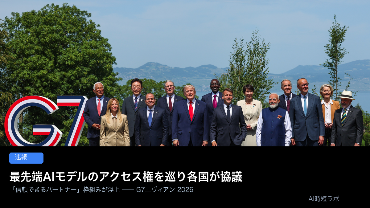 G7エヴィアンで最先端AIモデルのアクセス権が議題に──「信頼できるパートナー」枠組みを各国が協議の記事画像