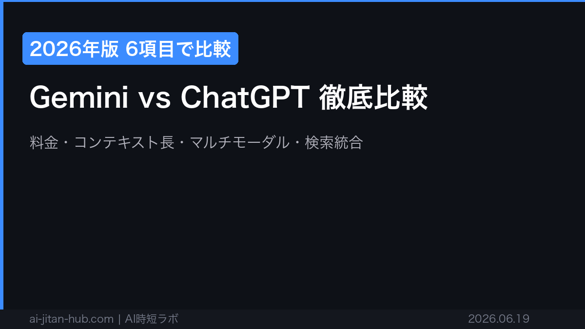 Gemini vs ChatGPT徹底比較──料金・性能・使い分け【2026年版】の記事画像