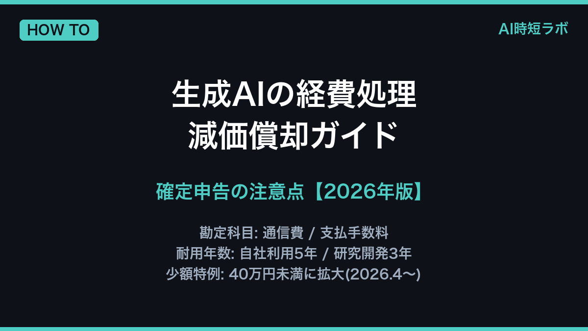 生成AIの経費・減価償却ガイド──確定申告の注意点【2026年】の記事画像