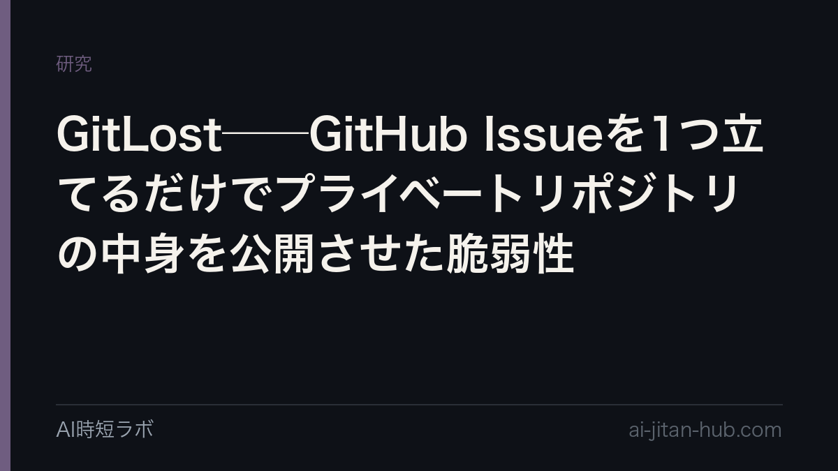 GitLost──GitHub Issueを1つ立てるだけでプライベートリポジトリの中身を公開させた脆弱性の記事画像