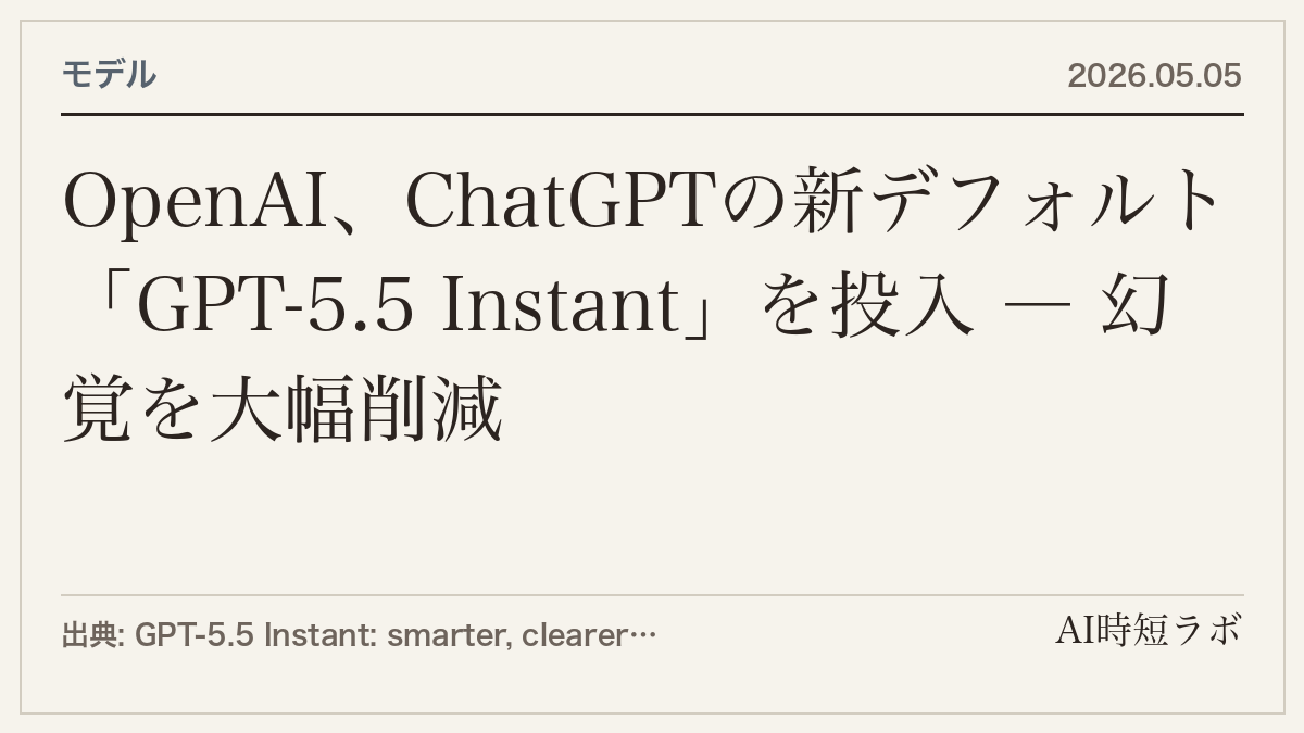 GPT-5.5 Instantがスタイル更新──「意図の理解」と「複雑な制約への対応」を改善の記事画像