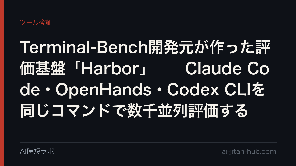 Terminal-Bench開発元が作った評価基盤「Harbor」──Claude Code・OpenHands・Codex CLIを同じコマンドで数千並列評価するの記事画像
