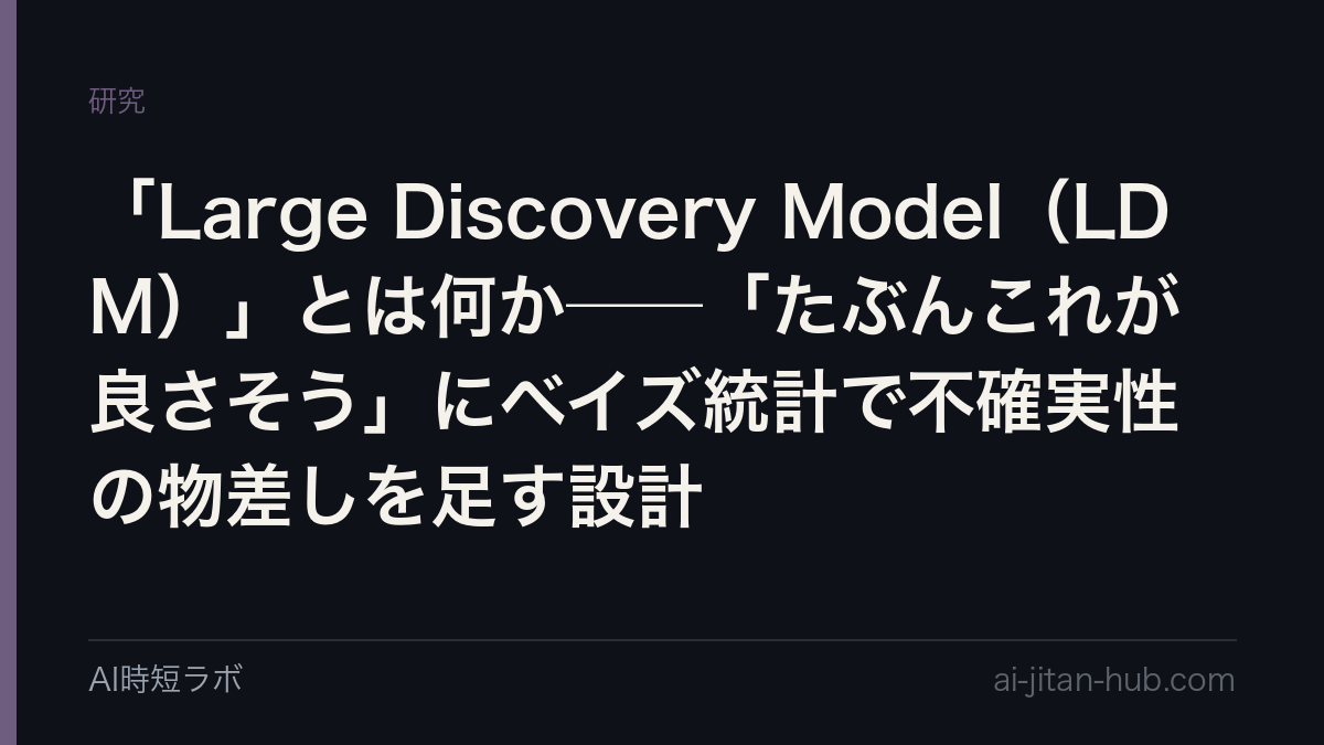 「Large Discovery Model(LDM)」とは何か──「たぶんこれが良さそう」にベイズ統計で不確実性の物差しを足す設計