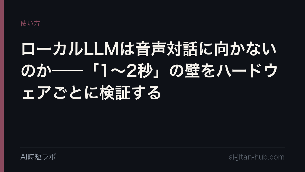 ローカルLLMは音声対話に向かないのか──「1〜2秒」の壁をハードウェアごとに検証するの記事画像