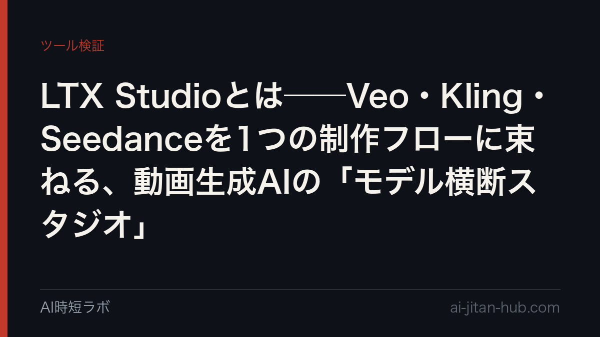 LTX Studioとは──Veo・Kling・Seedanceを1つの制作フローに束ねる、動画生成AIの「モデル横断スタジオ」の記事画像