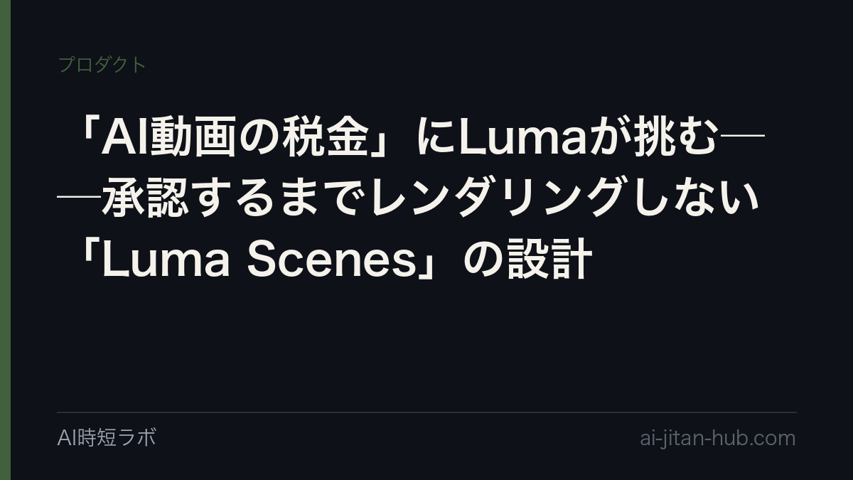 「AI動画の税金」にLumaが挑む──承認するまでレンダリングしない「Luma Scenes」の設計