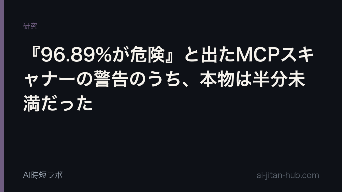 『96.89%が危険』と出たMCPスキャナーの警告のうち、本物は半分未満だったの記事画像