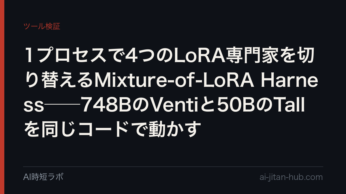1プロセスで4つのLoRA専門家を切り替えるMixture-of-LoRA Harness──748BのVentiと50BのTallを同じコードで動かすの記事画像