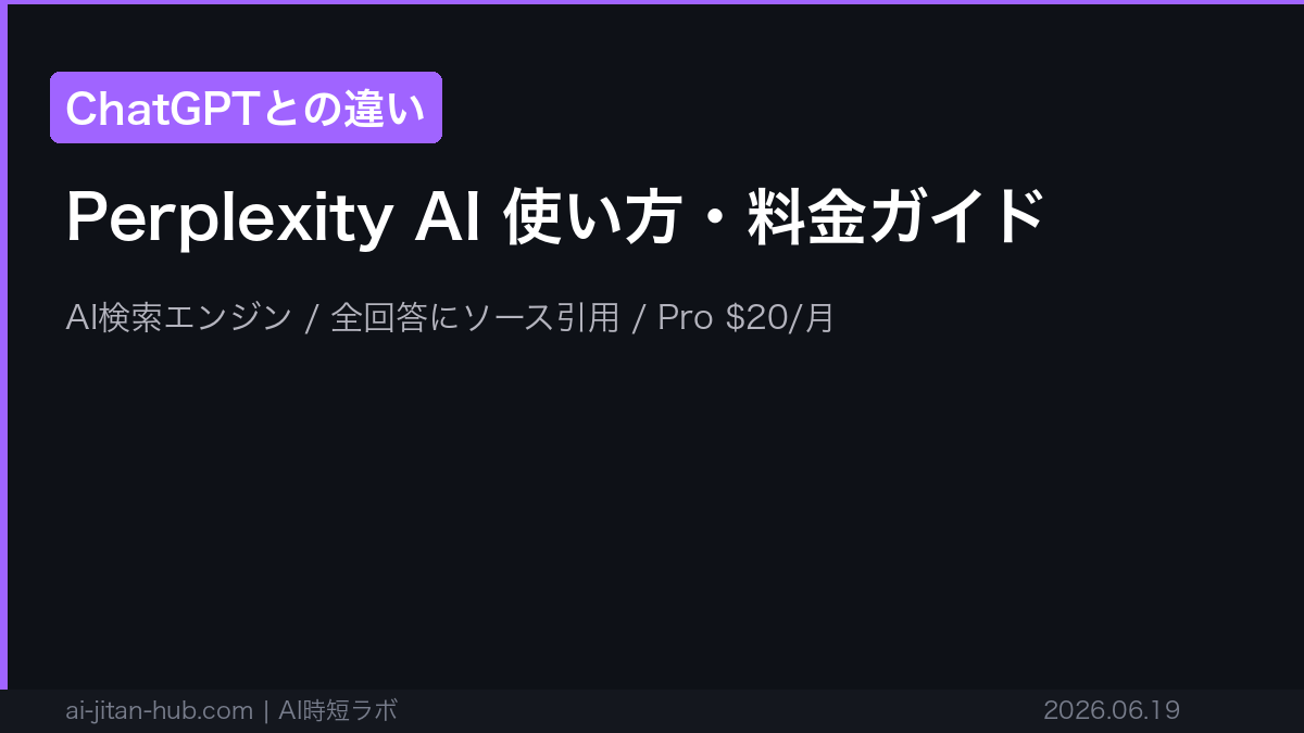 Perplexity AI 使い方・料金・ChatGPTとの違い【2026年ガイド】の記事画像