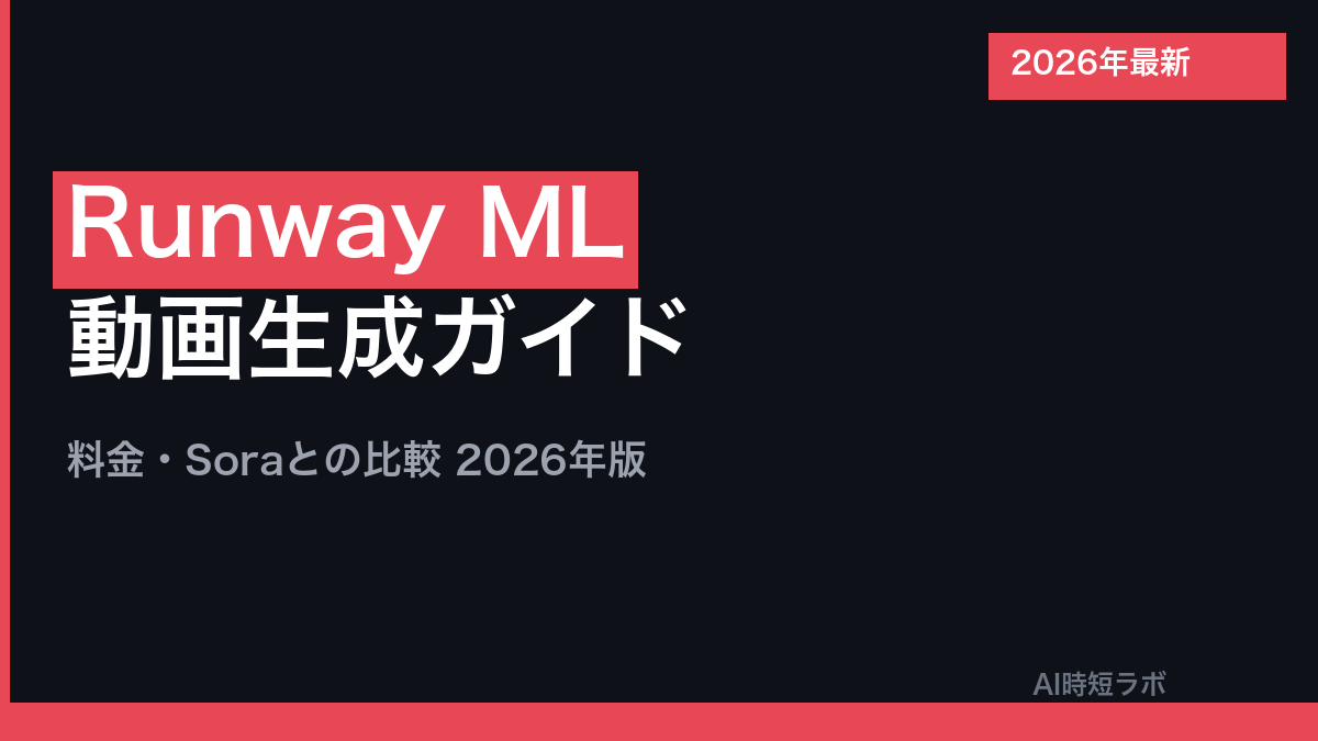 Runway ML 動画生成 使い方・料金・Soraとの比較【2026年版】の記事画像