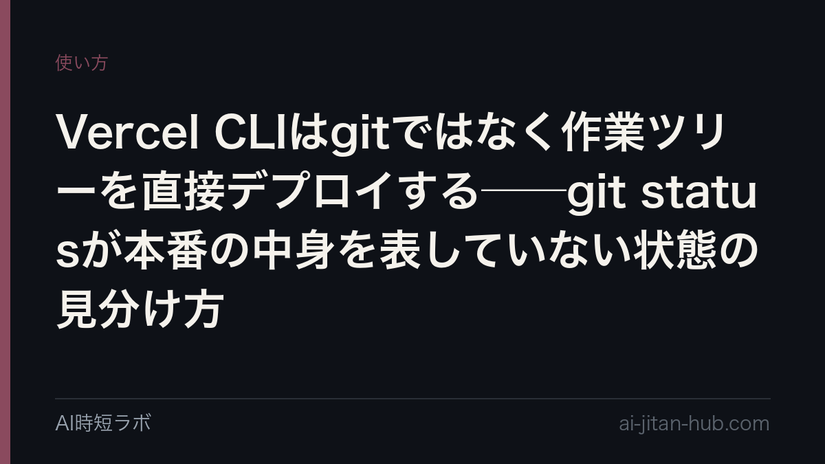 Vercel CLIはgitではなく作業ツリーを直接デプロイする──git statusが本番の中身を表していない状態の見分け方の記事画像