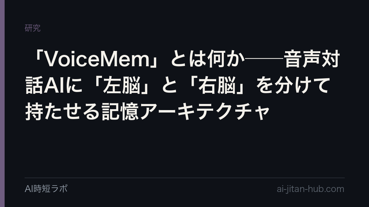 「VoiceMem」とは何か──音声対話AIに「左脳」と「右脳」を分けて持たせる記憶アーキテクチャの記事画像