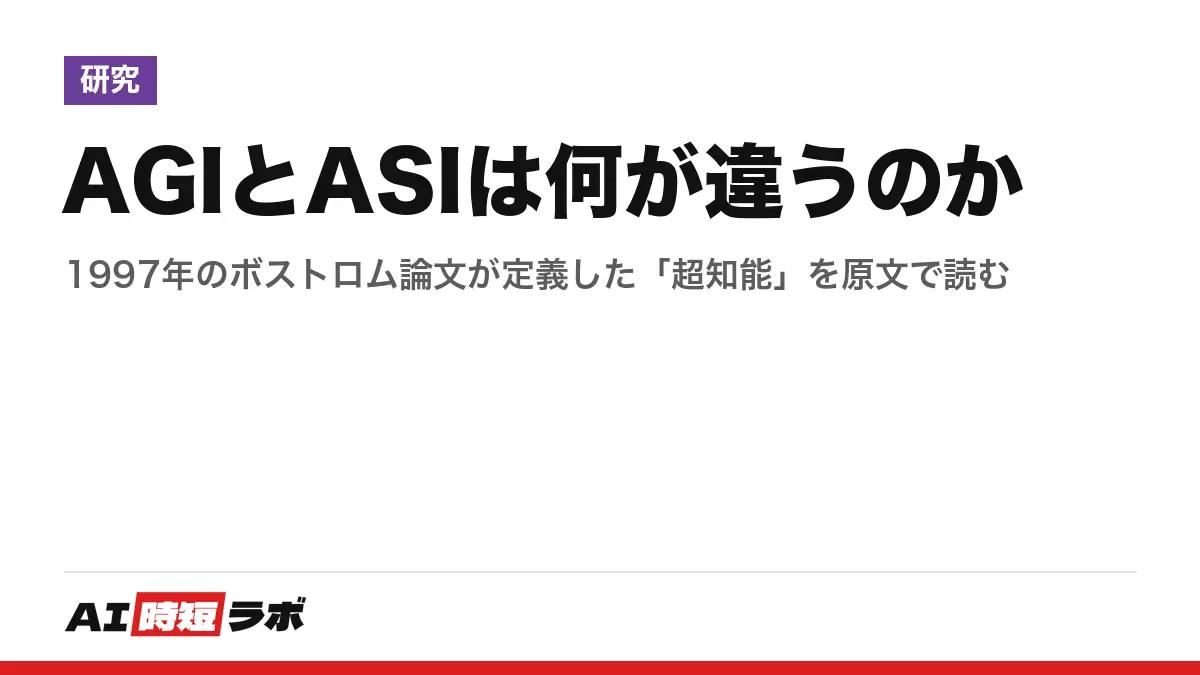 AGIとASIは何が違うのか──1997年のボストロム論文が定義した「超知能」を原文で読むの記事画像