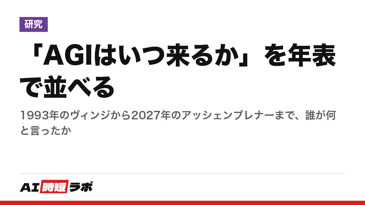 「AGIはいつ来るか」を年表で並べる──1993年のヴィンジから2027年のアッシェンブレナーまで、誰が何と言ったか