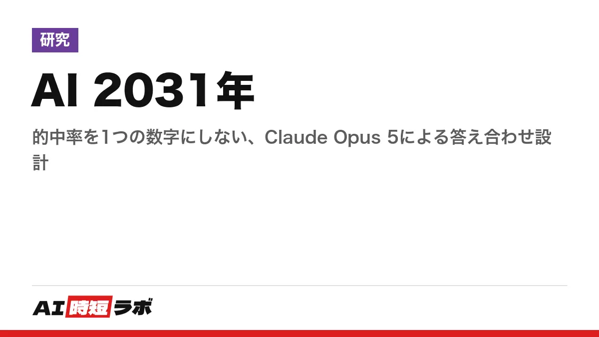 AI 2031年──的中率を1つの数字にしない、Claude Opus 5による答え合わせ設計の記事画像