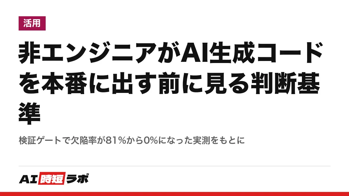 非エンジニアがAI生成コードを本番に出す前に見る判断基準──検証ゲートで欠陥率が81%から0%になった実測をもとにの記事画像