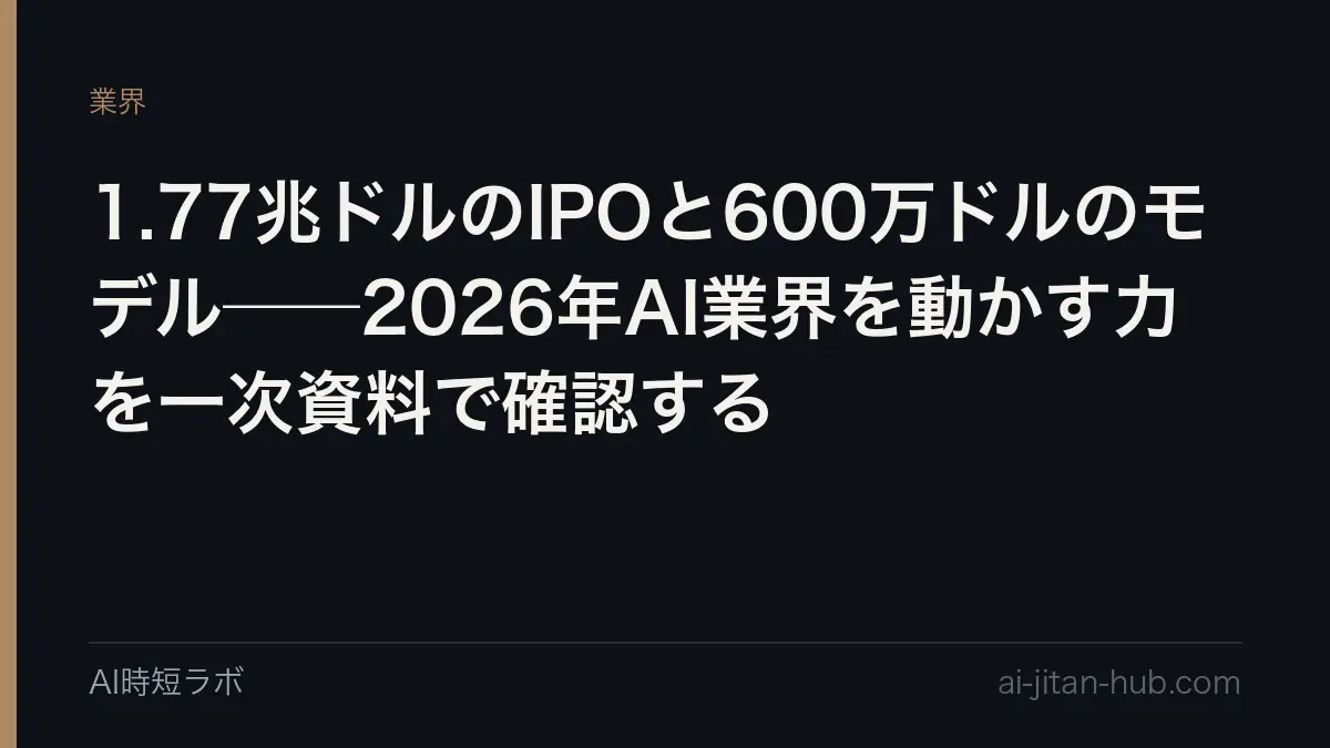 1.77兆ドルのIPOと600万ドルのモデル──2026年AI業界を動かす力を一次資料で確認するの記事画像