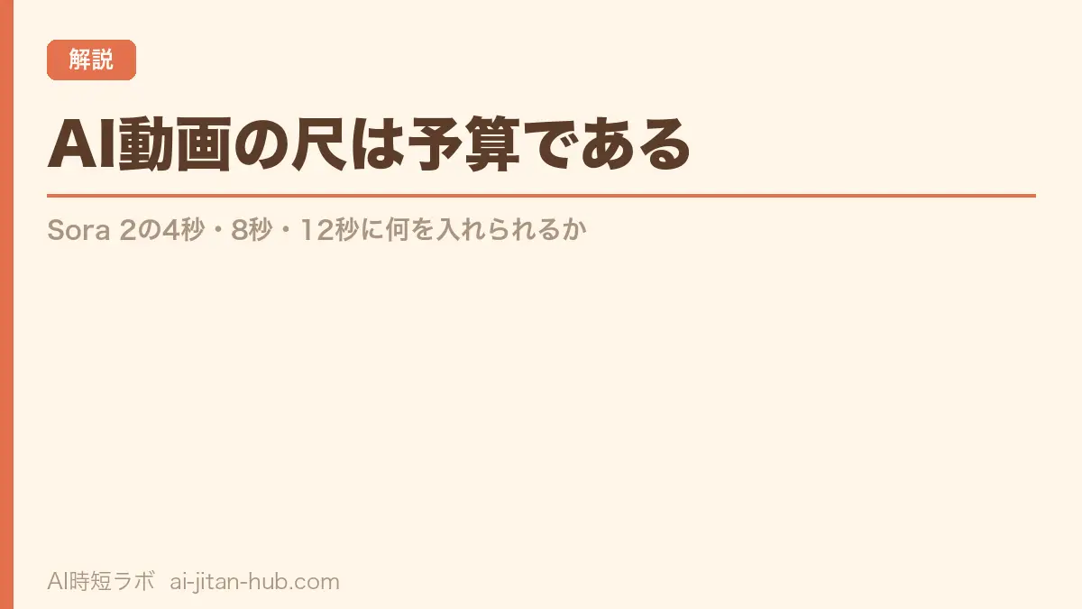 AI動画の尺は予算である──Sora 2の4秒・8秒・12秒に何を入れられるかの記事画像