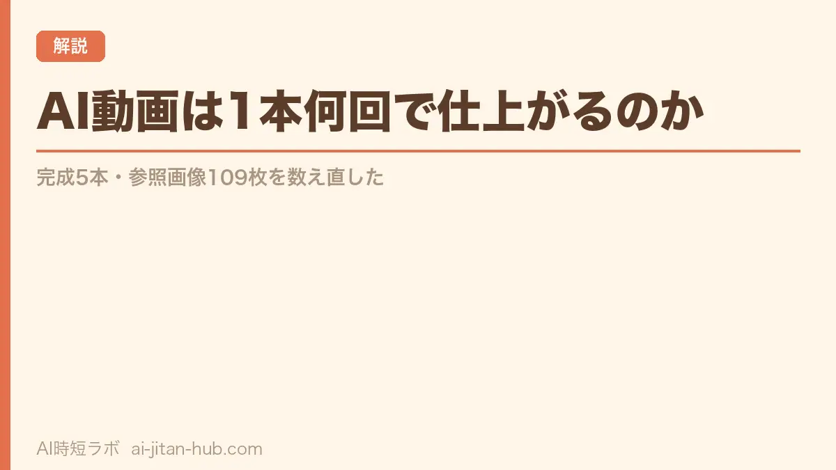 AI動画は1本何回で仕上がるのか──完成5本・参照画像109枚を数え直したの記事画像