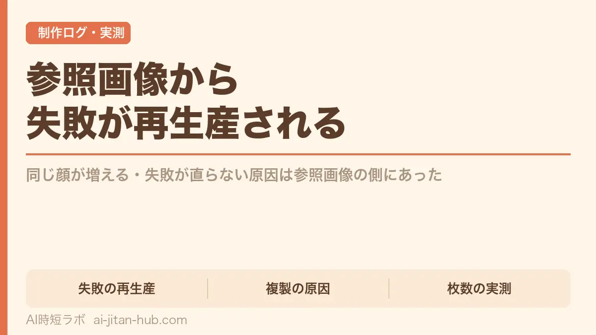 AI動画の参照画像は「失敗」も「複製」も運ぶ──実測ログの記事画像