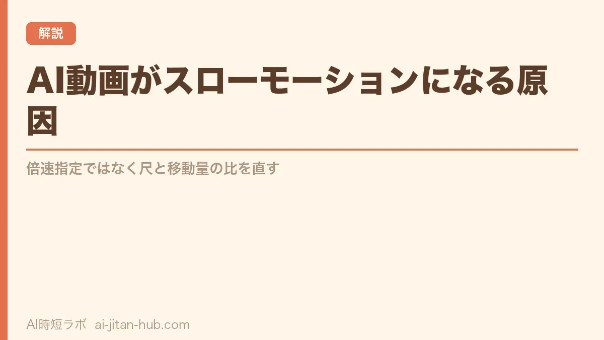 AI動画がスローモーションになる原因──倍速指定ではなく尺と移動量の比を直すの記事画像