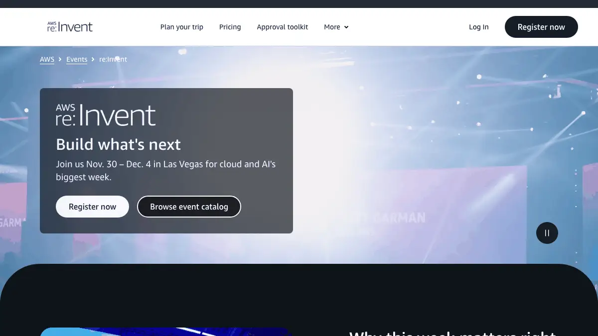 AWS re:Invent 2026──11/30-12/4開催、セッション2,200超。Emeraldスポンサーに今年はAnthropic・OpenAI