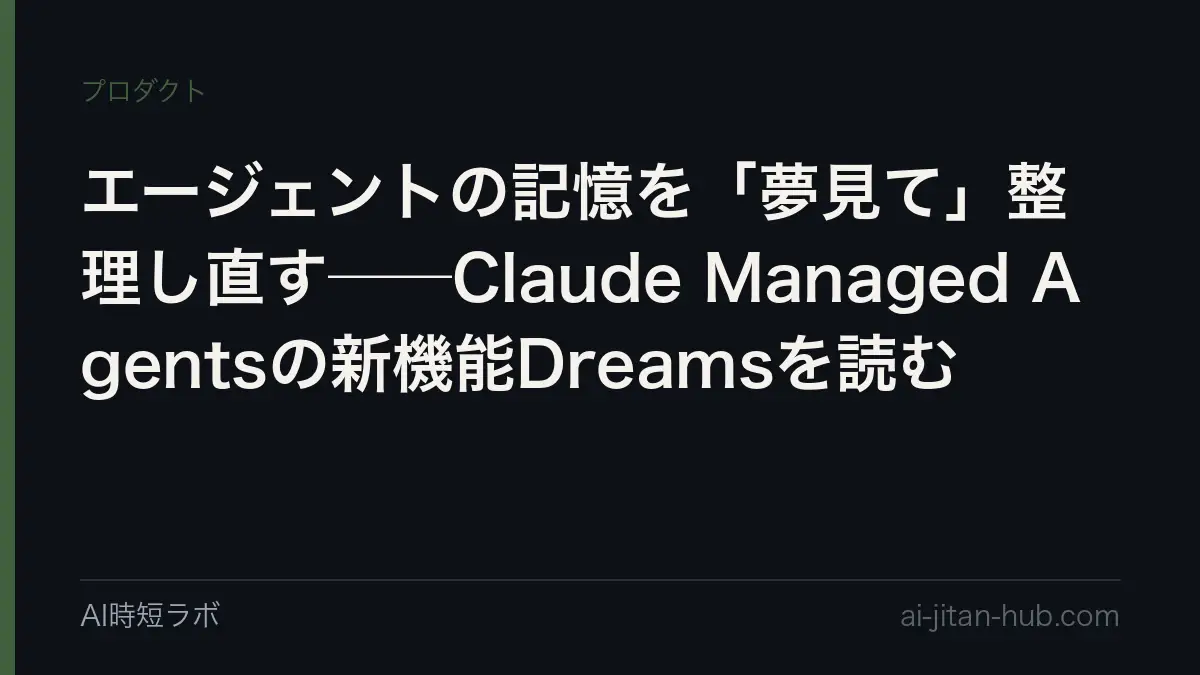 エージェントの記憶を「夢見て」整理し直す──Claude Managed Agentsの新機能Dreamsを読むの記事画像