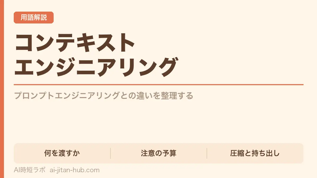 コンテキストエンジニアリングとは──プロンプトエンジニアリングとの違いを整理する