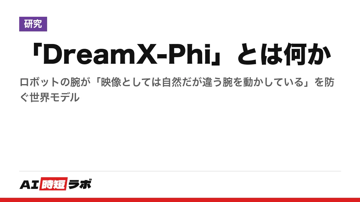 「DreamX-Phi」とは何か──ロボットの腕が「映像としては自然だが違う腕を動かしている」を防ぐ世界モデルの記事画像