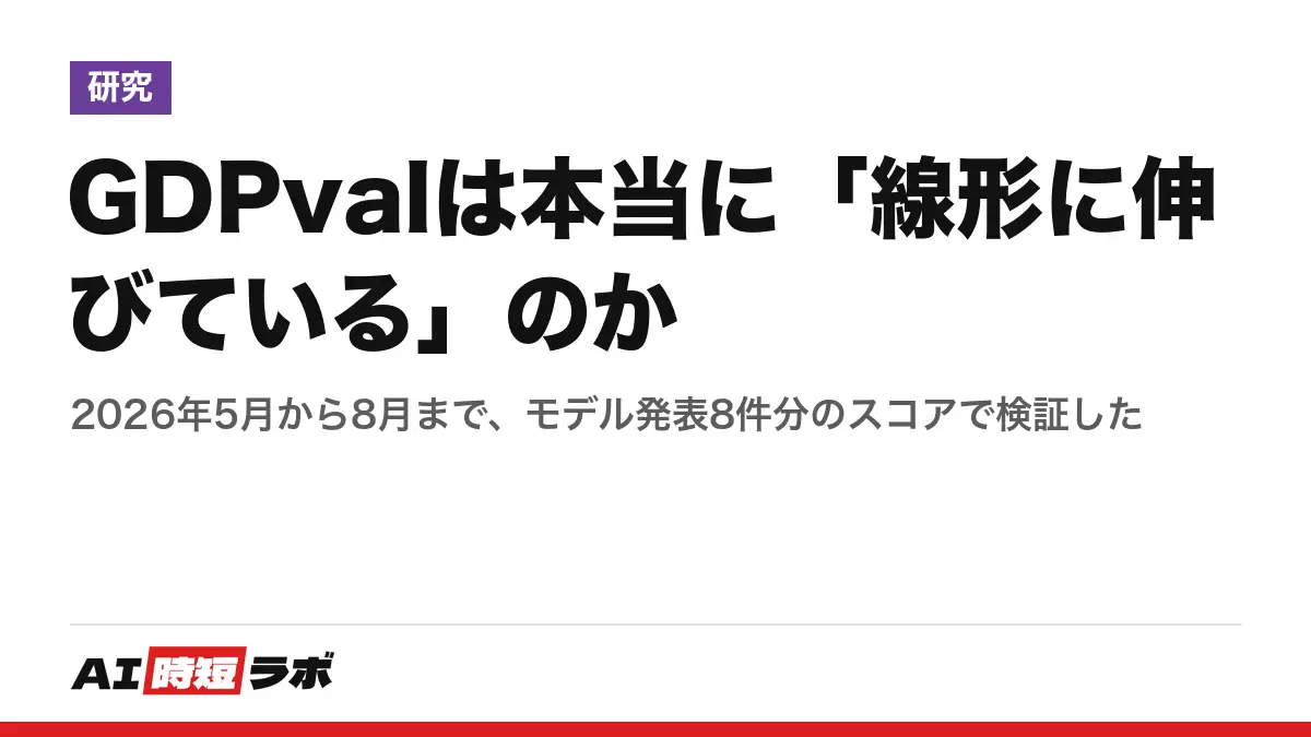 GDPvalは本当に「線形に伸びている」のか──2026年5月から8月まで、モデル発表8件分のスコアで検証したの記事画像