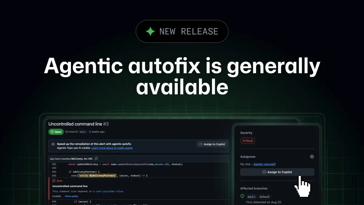 GitHub、コードスキャンの警告をCopilot(コパイロット)に任せる「Agentic autofix」を一般提供──CodeQLで再検証してからプルリクエストを作成、料金はAIクレジットとActions分数