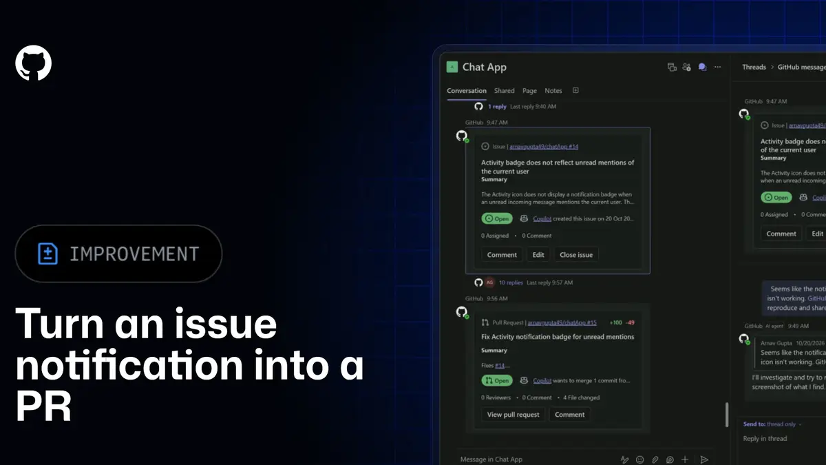 GitHub Copilot(コパイロット)、Microsoft Teams向けの新GitHubアプリを公開──通知への返信で@GitHubがバグ修正やプルリクエスト作成まで、旧アプリは11月16日に廃止